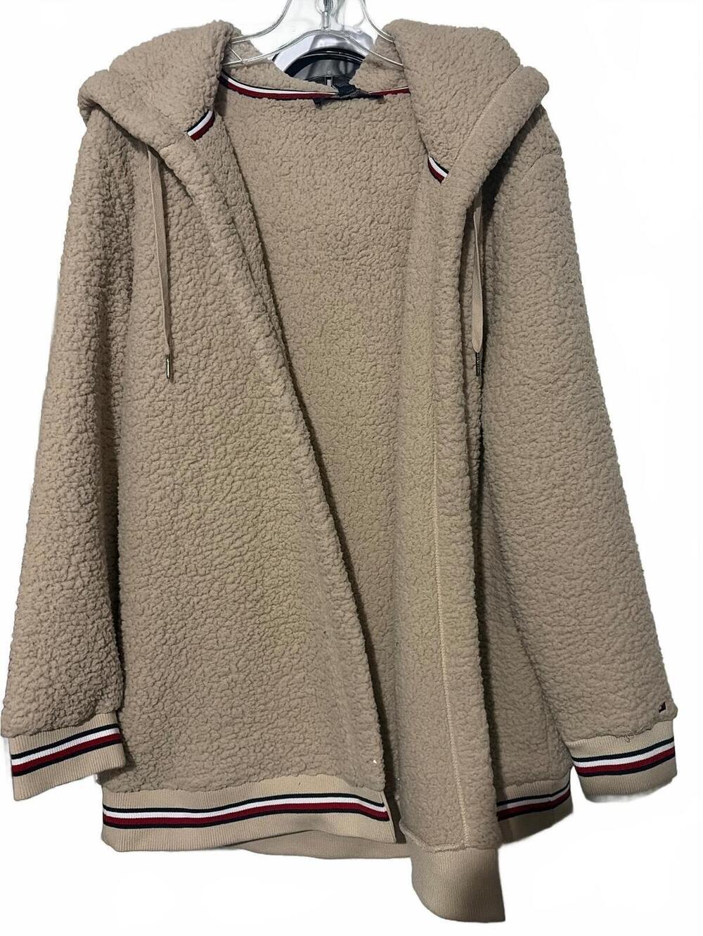 Tommy Hilfiger Sherpa Hoodie Jacket XL Beige Fleece Zip-Up